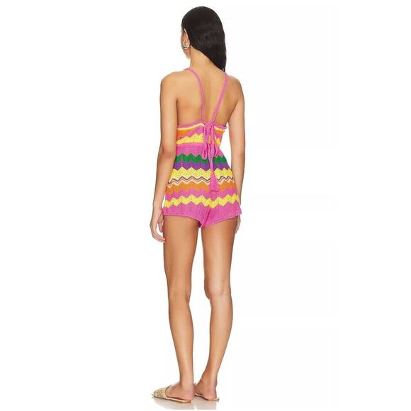 SPELL & THE GYPSY ZIGGY CROCHET ROMPER Rainbow Boho Retro Hippie Small New q16 - Picture 8 of 16